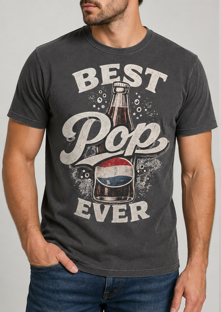 Best Pop Ever Vintage Soda Graphic Tee | Father’s Day Shirt | Gift for Dad | Retro Dad T-Shirt | Funny Dad Shirt