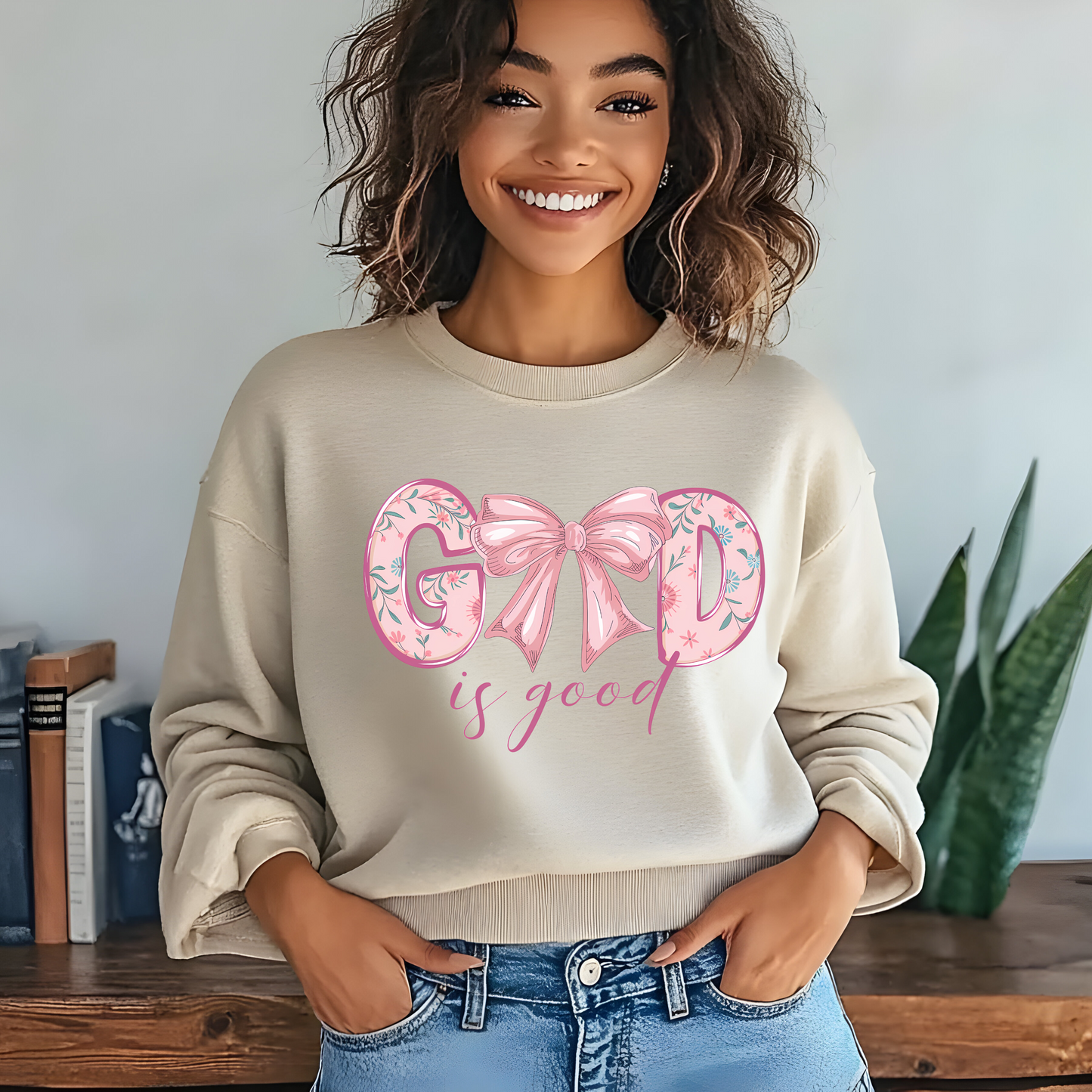 God is Good Coquette Bow Sweatshirt