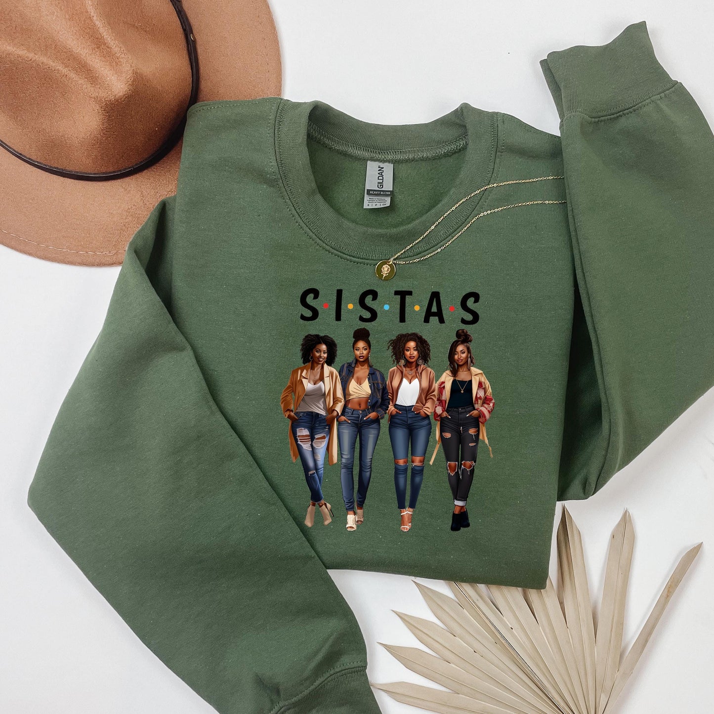 Sistas Crew Neckline Sweatshirts, Unisex Sweatshirt, Crewneck Jumper, African American Sisterhood Pullover, Black Girls Power Sweater,