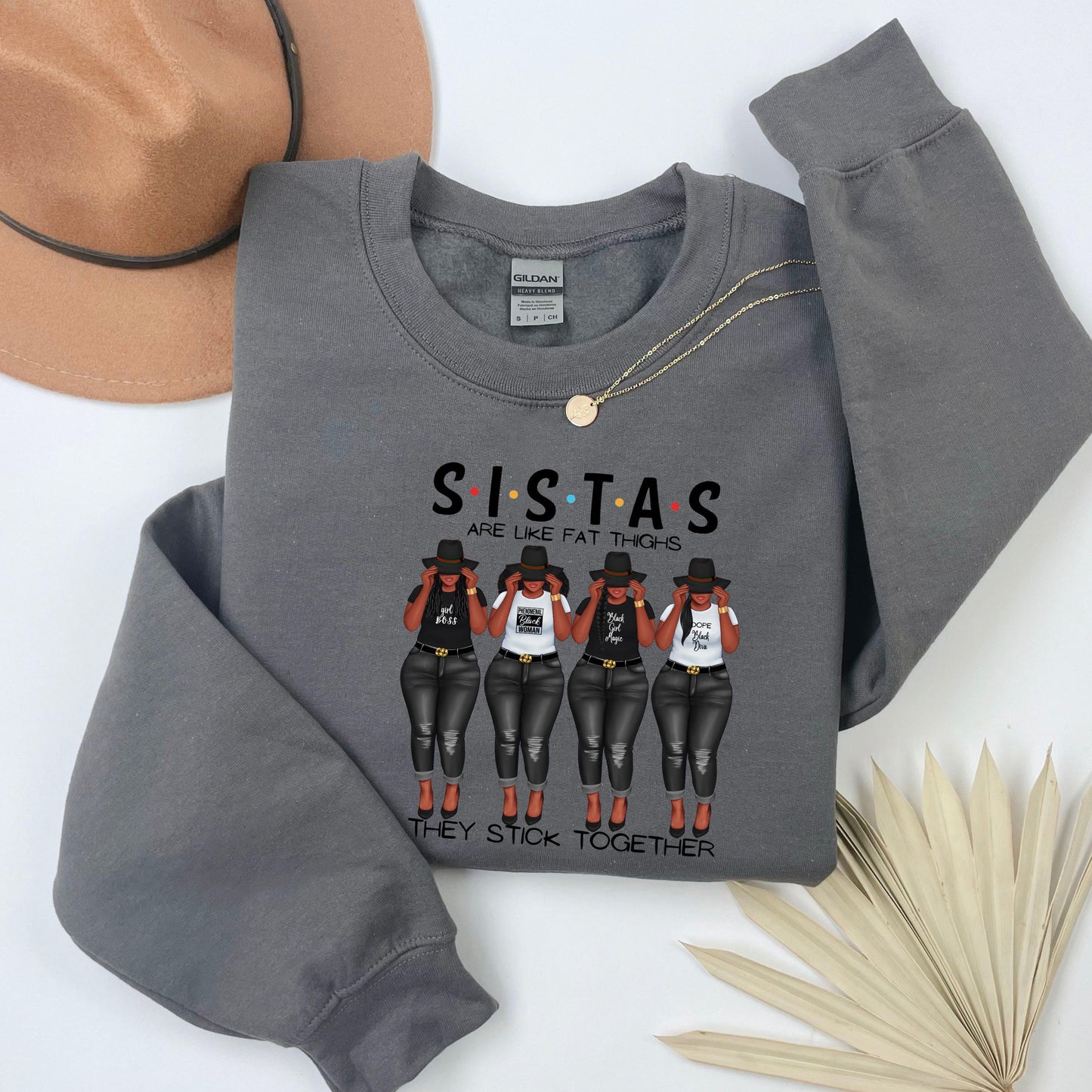 Sistas Crew Neckline Sweatshirts, Unisex Sweatshirt, Crewneck Jumper, African American Sisterhood Pullover, Black Girls Power Sweater,