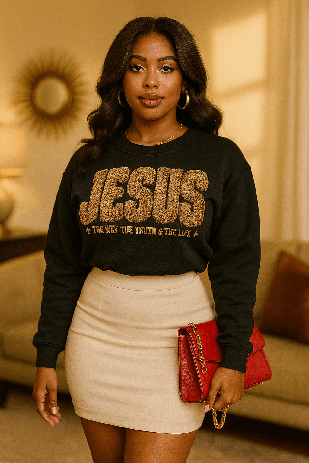 Yarn Faux Jesus The Way The Truth The Life T-Shirt | Christian Faith Knit Texture Tee | Inspirational Bible Verse Apparel Gift