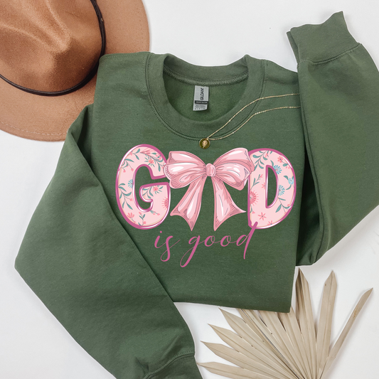 God is Good Coquette Bow Sweatshirt