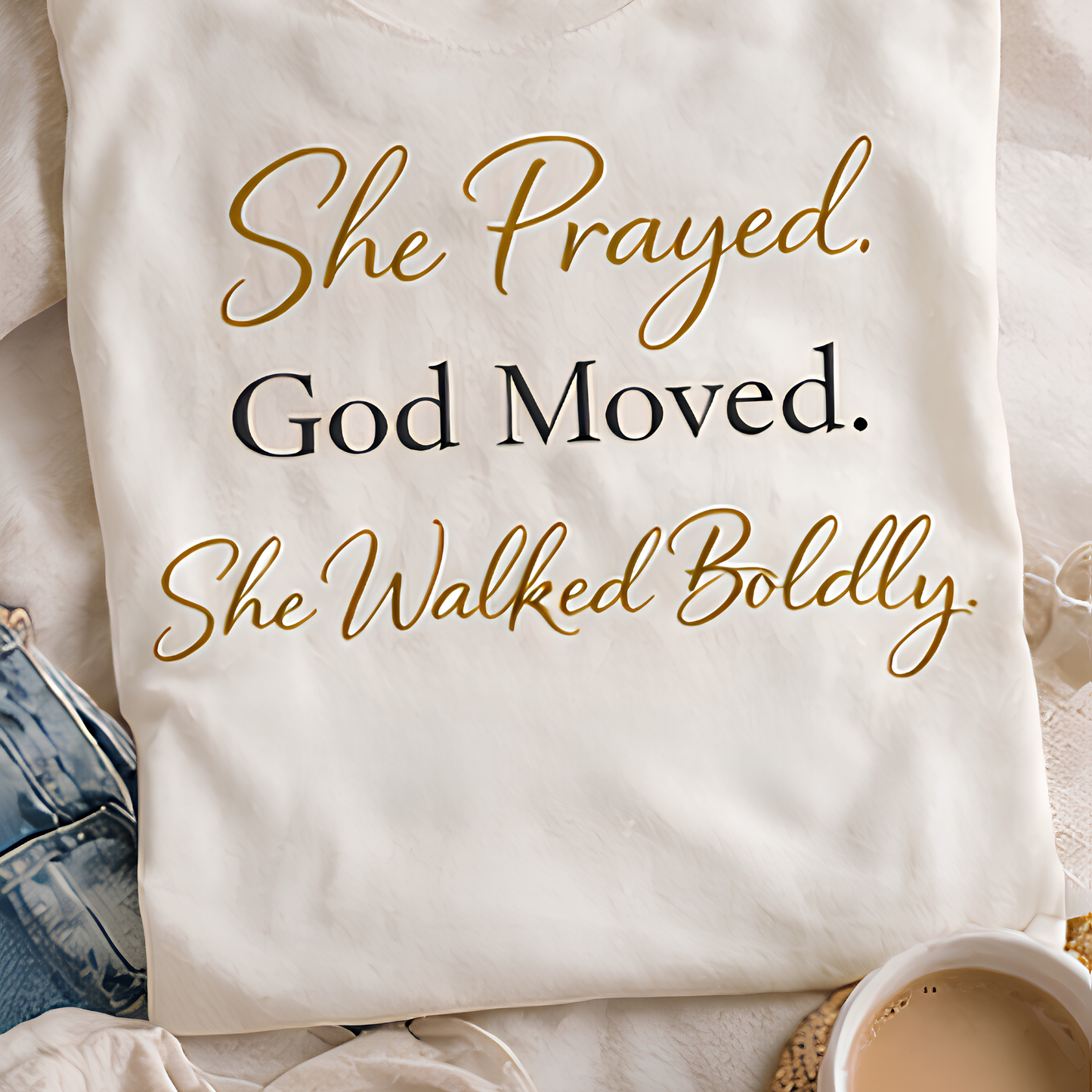 She Prayed. God Moved. Tee — Faith Over Fear Collection