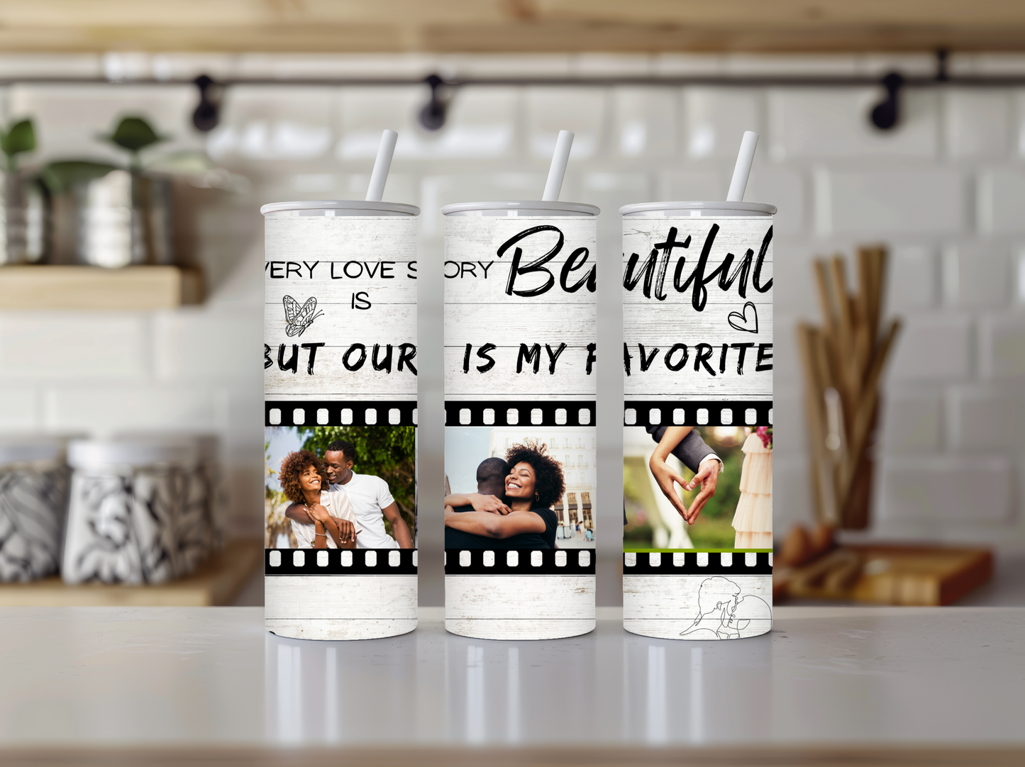 Personalized Photo Tumbler, 20oz, Every Love Story IS Beautiful But Ours Is My Favorite Customized Valentine's Day Gift