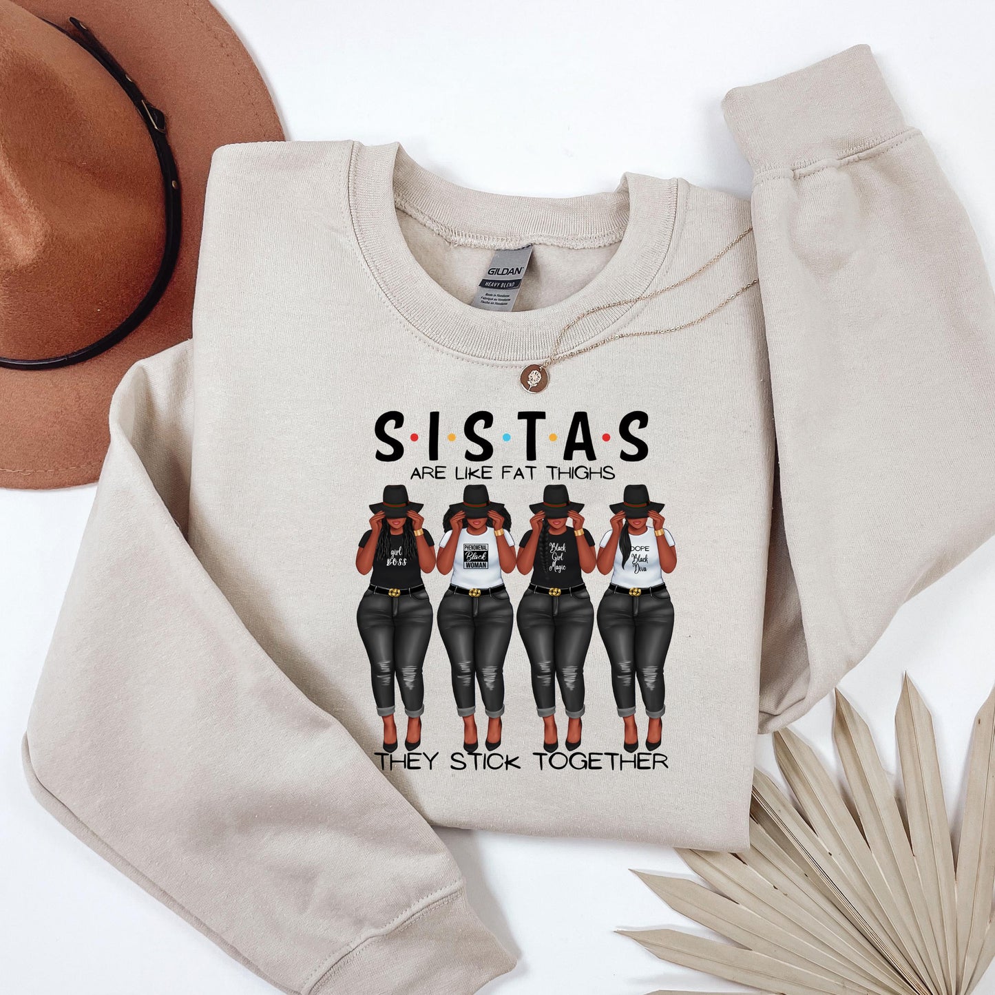 Sistas Crew Neckline Sweatshirts, Unisex Sweatshirt, Crewneck Jumper, African American Sisterhood Pullover, Black Girls Power Sweater,