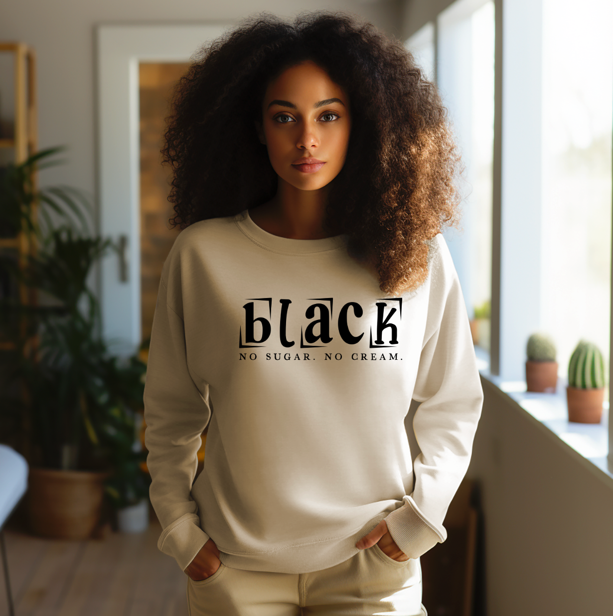 Black Coffee No Sugar No Cream — Melanin Pride Statement Tee